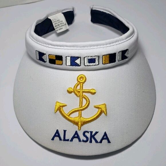 Vintage G.C.I. Exclusive Alaska White Clip On Visor Made n Hong Kong 100% Cotton - Picture 12 of 16